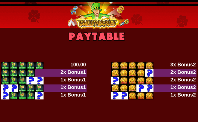 rct talismanes paytable 3