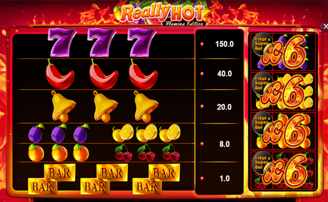 really hot flaming edition paytable