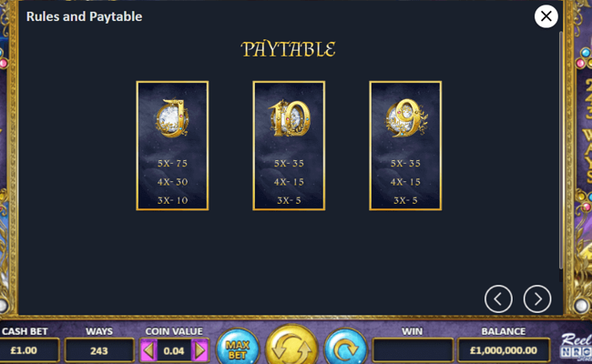 reel angels paytable 3