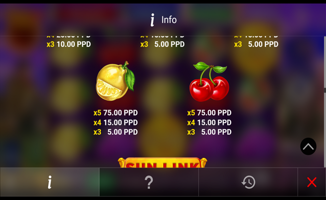 regal spins 10 sun link paytable 4