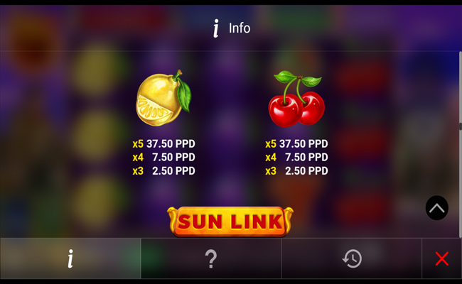 regal spins 20 sun link paytable 4