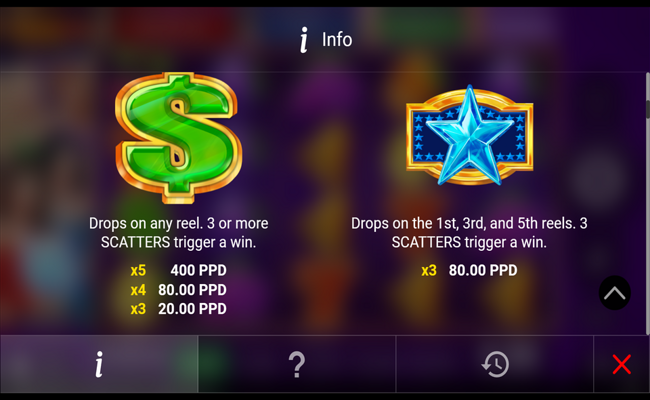 regal spins 40 paytable 1