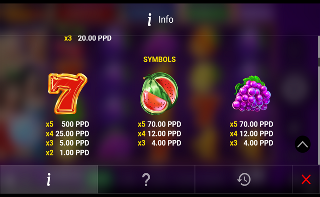 regal spins 40 paytable 2