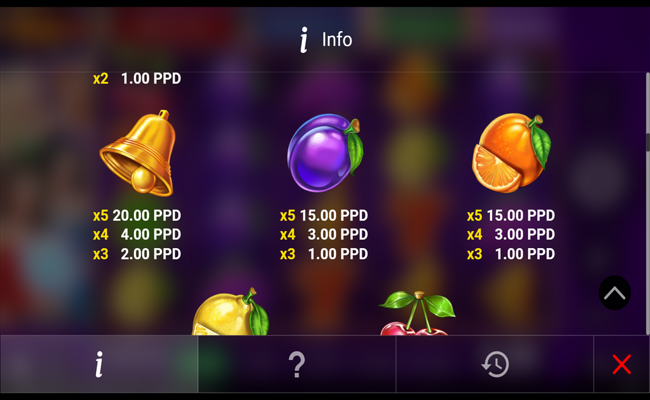 regal spins 40 paytable 3