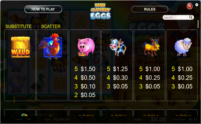 rich cluckin eggs paytable 1