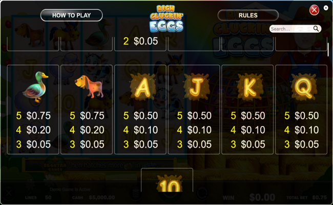 rich cluckin eggs paytable 2