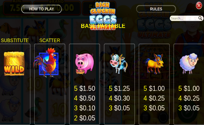 rich cluckin eggs ultimate paytable 1