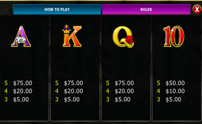 rich n wild paytable