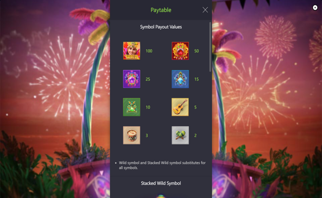 rio fantasia paytable