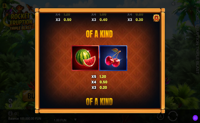 rocket eruption triple blast paytable 2