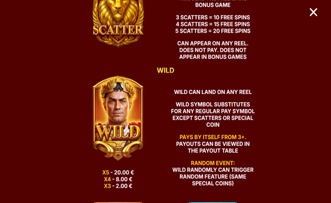 roman fortune paytable 1