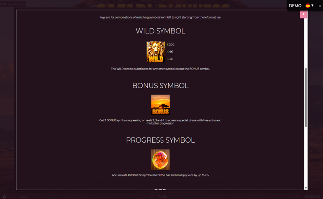 safari richness paytable 2