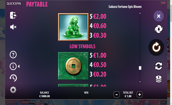 sakura fortune epic bloom paytable 4