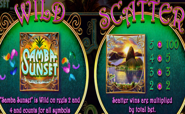 samba sunset paytable 1
