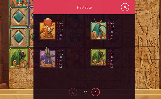 sands of destiny paytable 1