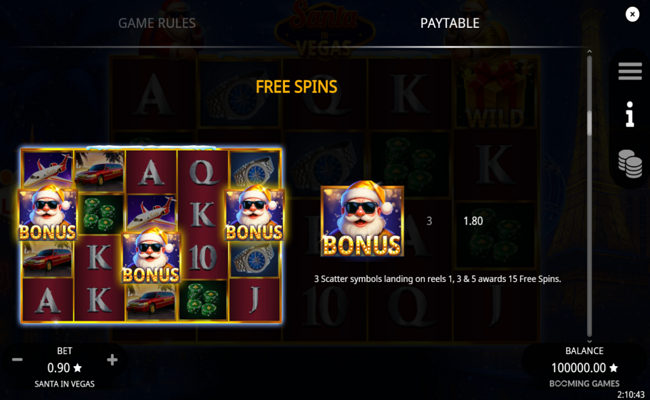 santa in vegas paytable 3