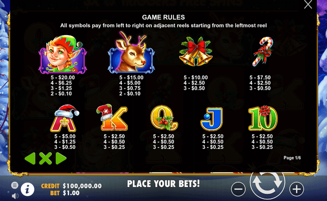 santa paytable