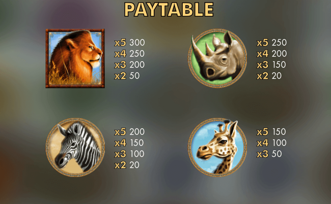 savanna king jackpot paytable