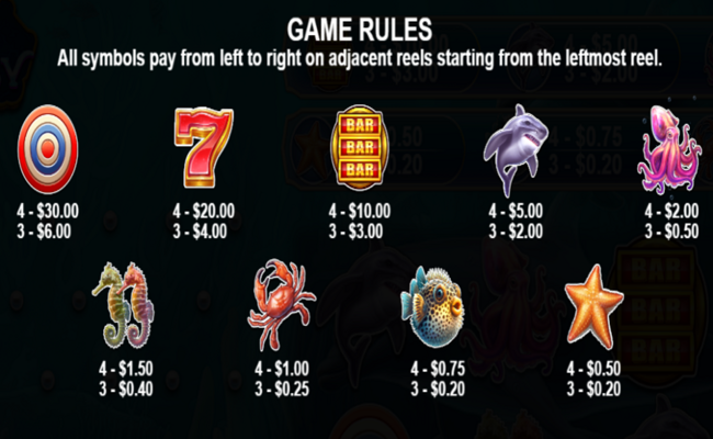 sea fantasy paytable
