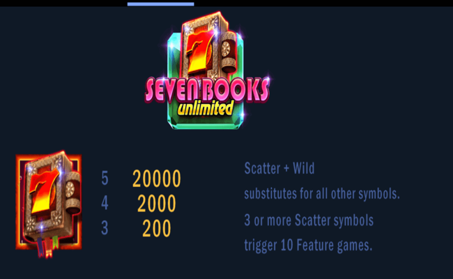 seven books unlimited paytable 1