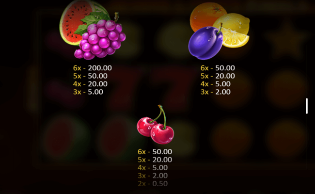 sevens and fruits 6 reels paytable 2