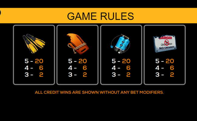 shark shore paytable 2