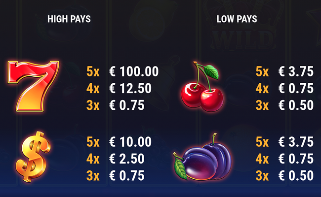 shining royal 5 paytable 1