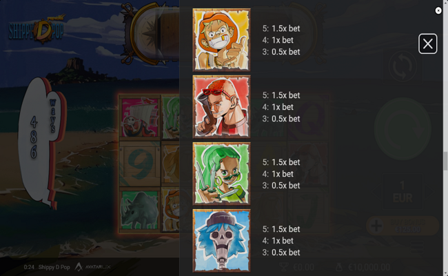 shippy d pop paytable 1