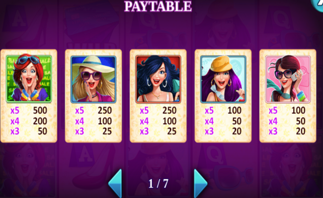 shopping frenzy paytable 1
