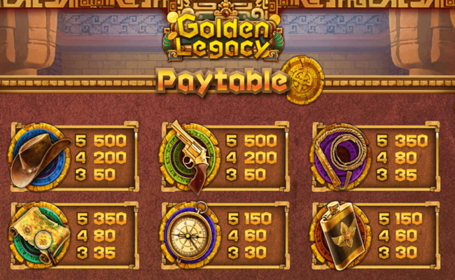 simpleplay gaming golden legacy paytable