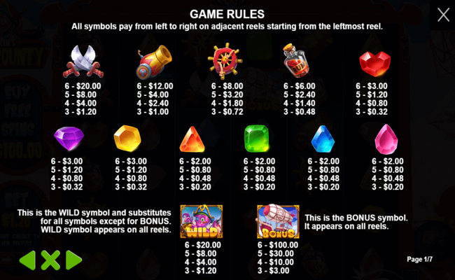sky bounty paytable