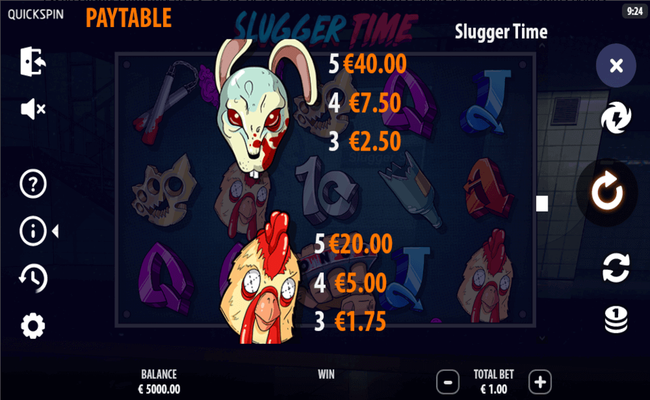 slugger time paytable 1