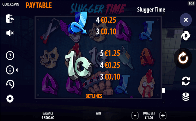 slugger time paytable 6