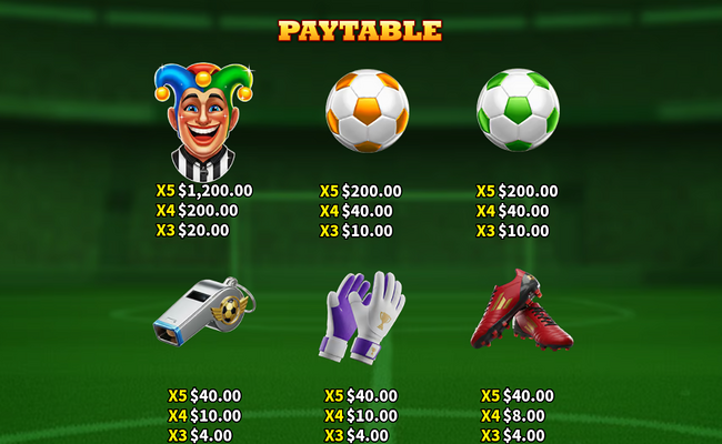 soccer joker paytable 1
