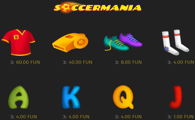 soccermania paytable