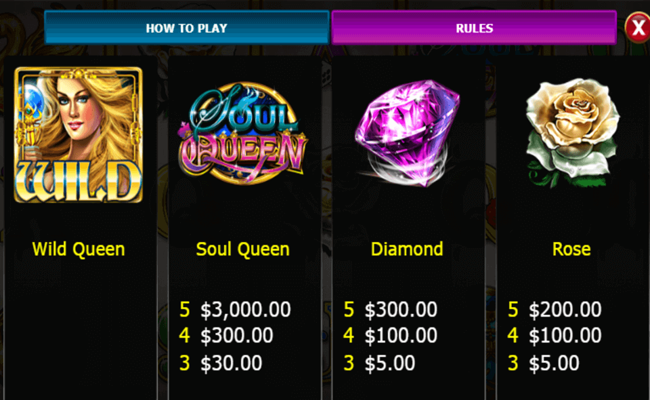 soul queen paytable