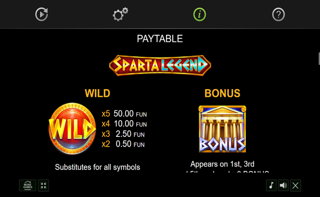 sparta legend paytable 1