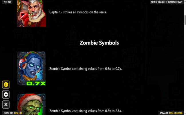 spin 4 dead 2 christmastown paytable 2