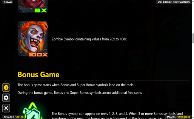 spin 4 dead 2 christmastown paytable 4