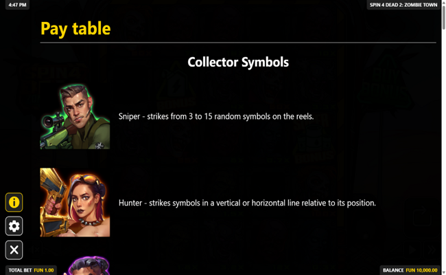 spin 4 dead 2 zombietown paytable 1