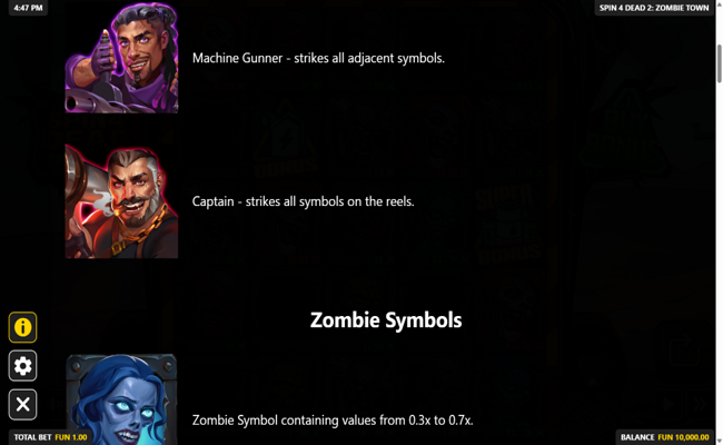 spin 4 dead 2 zombietown paytable 2