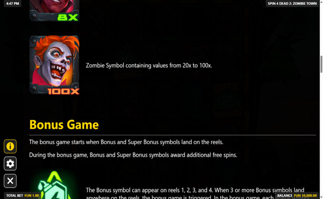 spin 4 dead 2 zombietown paytable 5