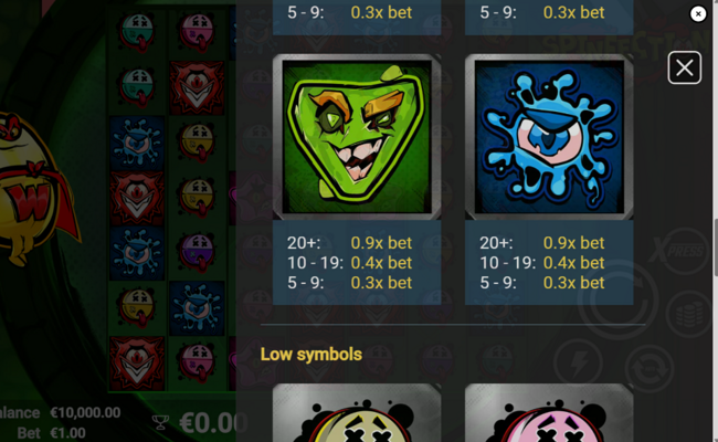 spinfection paytable 2
