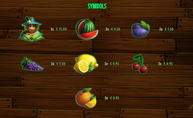 spinmatic fruit farm paytable