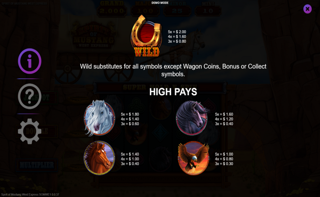 spirit of mustang west express paytable 1