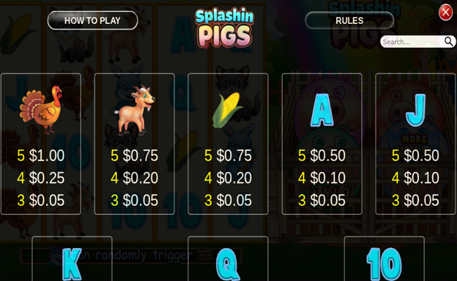 splashin pigs paytable 2