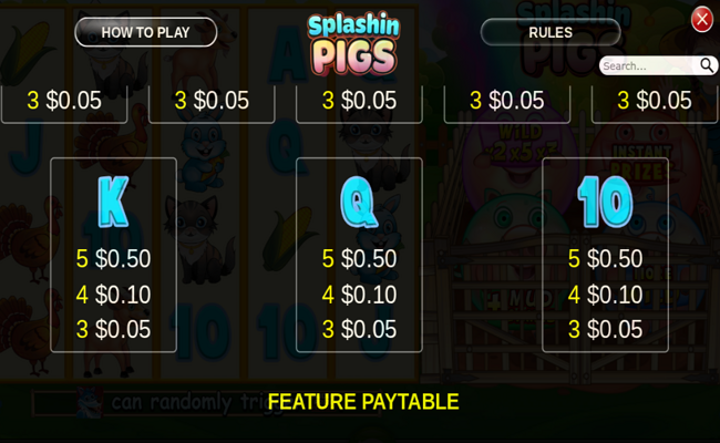 splashin pigs paytable 3