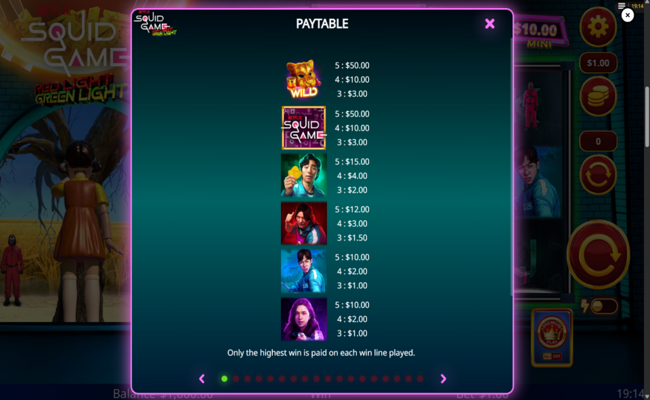 squid game red light green light paytable 1