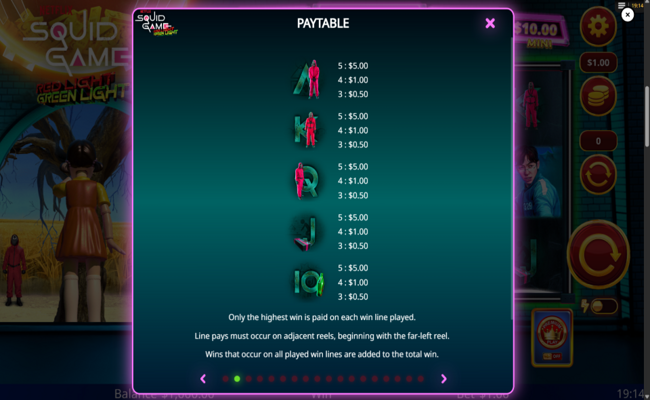 squid game red light green light paytable 2