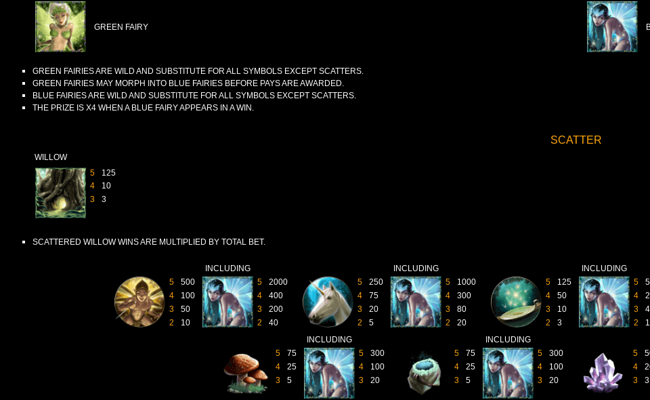 stardust paytable 1